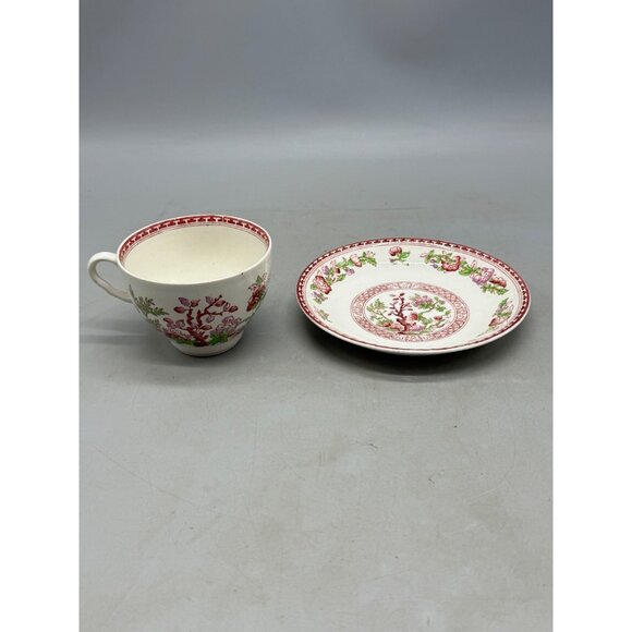 Indian tree w.r. midwinter England tea cup sauce red white  porcelain READ - Picture 2 of 5